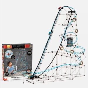 FAO Schwarz Blue and Black Build-A-Coaster STEM Marble Roller Coaster Set